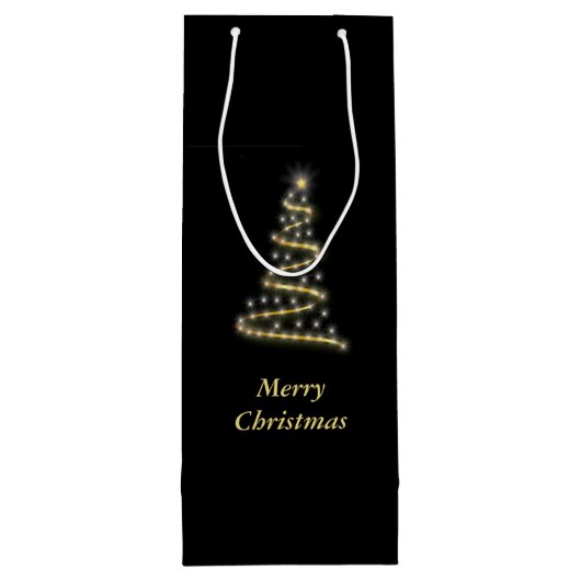 Glossy kerstboom wijn cadeautas (Achterkant)