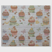 Glossy moderne Floral Cake Cadeaupapier (Vlak)
