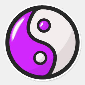 Glossy Paarse Yin Yang in balans Ronde Sticker