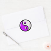 Glossy Paarse Yin Yang in balans Ronde Sticker (Envelop)