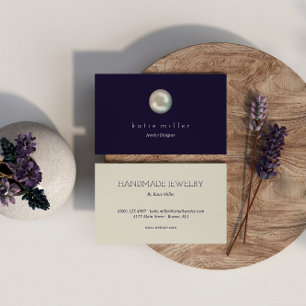 Glossy Pearl Navy Blue Jewelry Designer Visitekaartje
