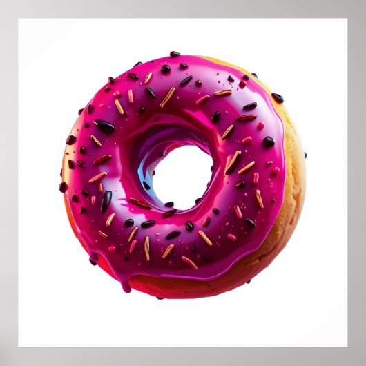 Glossy Pink Donut with Dark Sprinkles Poster (Voorkant)