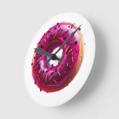 Glossy Pink Donut with Dark Sprinkles Ronde Klok (Hoek)