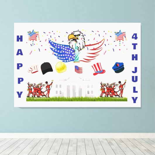 Glossy Poster - 4 juli Canvas Afdruk (Insitu (Houten vloer))