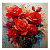 Glossy Poster - De rode rozen artwork (Voorkant)