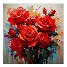 Glossy Poster - De rode rozen artwork