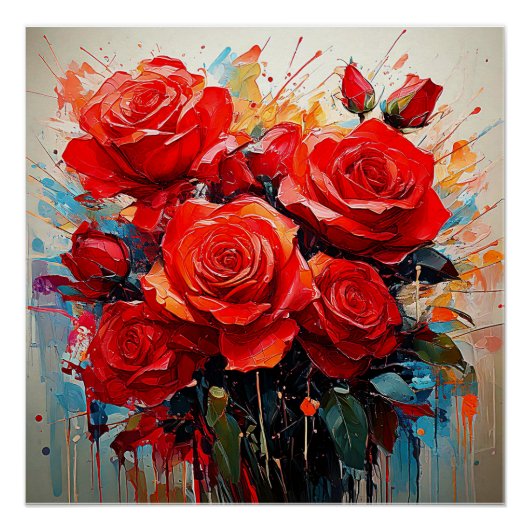 Glossy Poster - De rode rozen artwork (Voorkant)