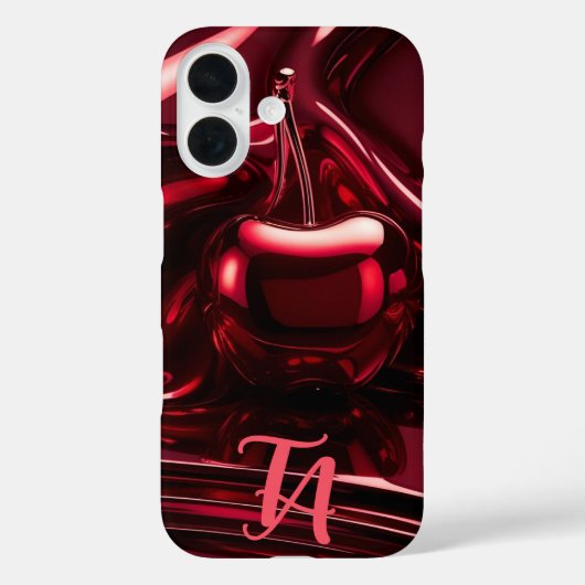 Glossy Red Cherry Monogram iPhone / iPad hoesje (Achterkant)