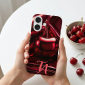 Glossy Red Cherry Monogram iPhone / iPad hoesje