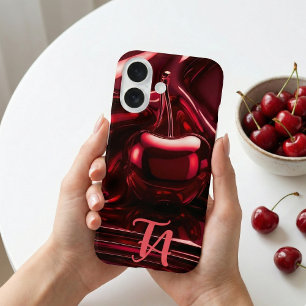 Glossy Red Cherry Monogram iPhone / iPad hoesje