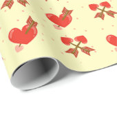 Glossy Red Heart Arrow Cream Romantisch Cadeaupapier (Rol Hoek)