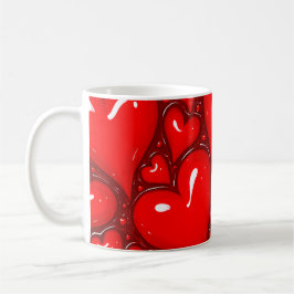 Glossy Red Heart Koffiemok
