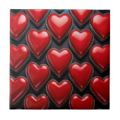 Glossy Red Hearts Tegeltje (Voorkant)