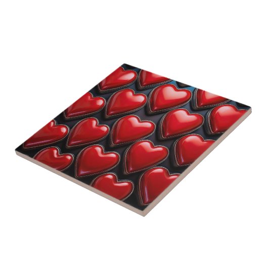 Glossy Red Hearts Tegeltje (Zijkant)