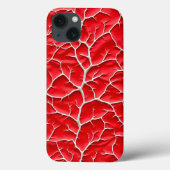 Glossy Red iPhone Case with Branch Texture (Achterkant)
