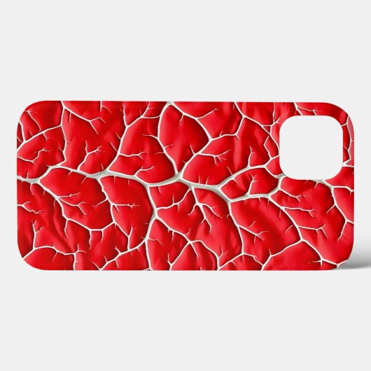 Glossy Red iPhone Case with Branch Texture (Achterkant (horizontaal))