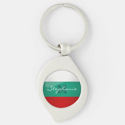 Glossy Ronde Bulgaarse vlag Sleutelhanger (Voorkant)