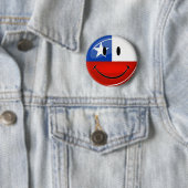 Glossy Ronde glimlach Chileense vlag Button 5,7 Cm (In situ)