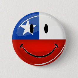 Glossy Ronde glimlach Chileense vlag Button 5,7 Cm