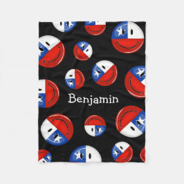 Glossy Ronde glimlach Chileense vlag Fleece Deken