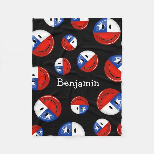 Glossy Ronde glimlach Chileense vlag Fleece Deken (Voorkant)