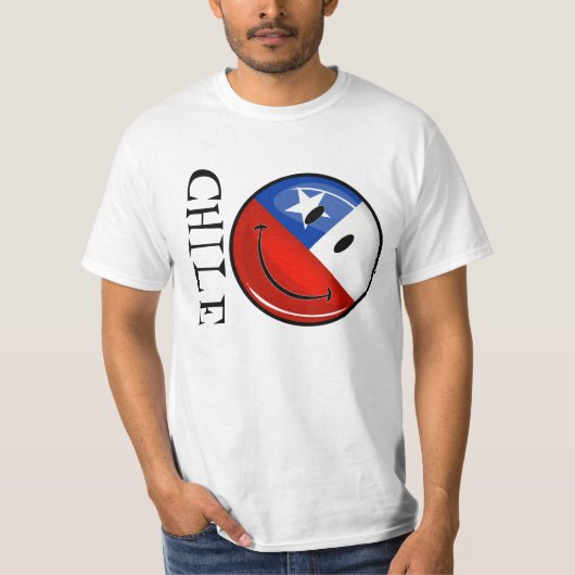 Glossy Ronde glimlach Chileense vlag T-shirt (Voorkant)