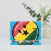 Glossy Ronde glimlachend Ghanese vlag Briefkaart (Staand voorkant)