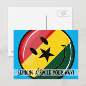Glossy Ronde glimlachend Ghanese vlag Briefkaart (Voorkant / Achterkant)