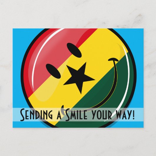 Glossy Ronde glimlachend Ghanese vlag Briefkaart (Voorkant)