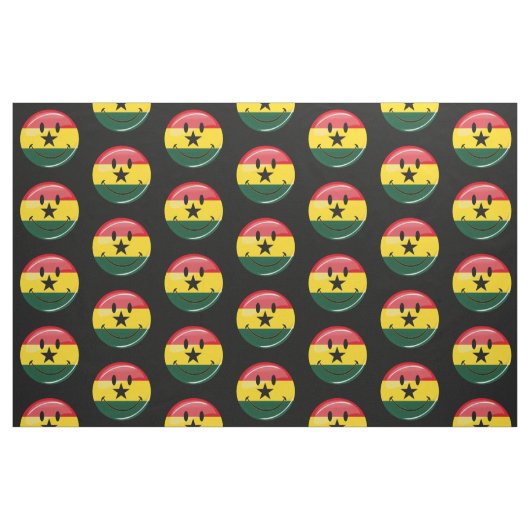 Glossy Ronde glimlachend Ghanese vlag Stof (Fat Quarter)