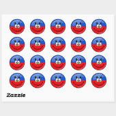Glossy Ronde glimlachend Haïtiaanse vlag Ronde Sticker (Vel)