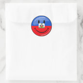 Glossy Ronde glimlachend Haïtiaanse vlag Sticker (Tas)