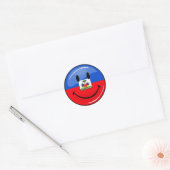 Glossy Ronde glimlachend Haïtiaanse vlag Sticker (Envelop)