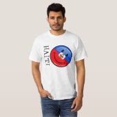 Glossy Ronde glimlachend Haïtiaanse vlag T-shirt (Voorkant volledig)