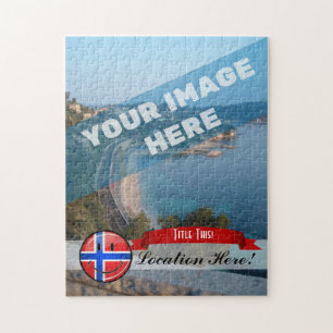 Glossy Ronde glimlacht Noorse vlag Legpuzzel