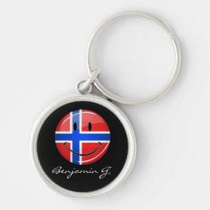 Glossy Ronde glimlacht Noorse vlag Sleutelhanger