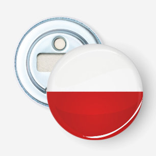Glossy Ronde Poolse vlag Button Flesopener