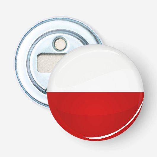 Glossy Ronde Poolse vlag Button Flesopener (Voorkant)