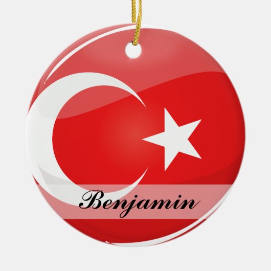 Glossy Ronde Turkse vlag Keramisch Ornament (Voorkant)