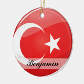 Glossy Ronde Turkse vlag Keramisch Ornament (Links)