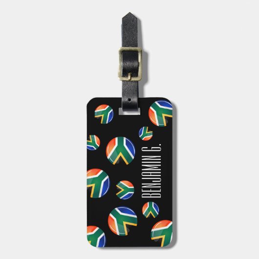 Glossy Ronde Zuid-Afrikaanse vlag Bagagelabel (Voorkant verticaal)