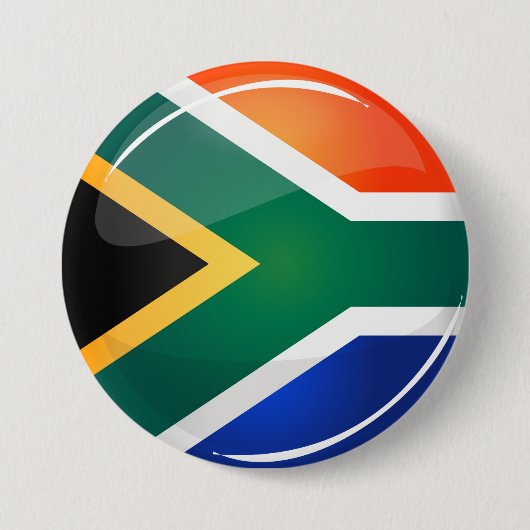 Glossy Ronde Zuid-Afrikaanse vlag Button 7,6 Cm (Voorkant)