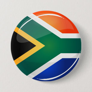 Glossy Ronde Zuid-Afrikaanse vlag Button 7,6 Cm