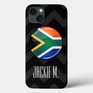 Glossy Ronde Zuid-Afrikaanse vlag iPhone 13 Hoesje