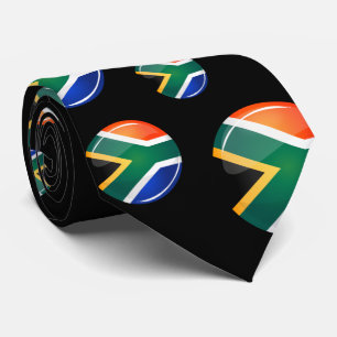 Glossy Ronde Zuid-Afrikaanse vlag Stropdas
