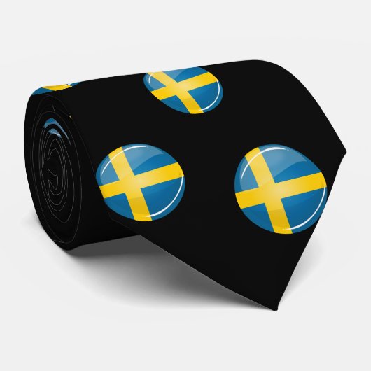 Glossy Ronde Zweedse vlag Stropdas (Opgerold)