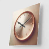 glossy rose gold circle vierkante klok (Hoek)