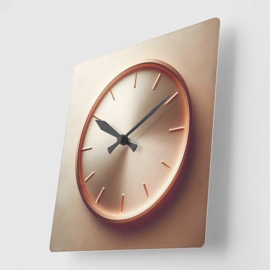 glossy rose gold circle vierkante klok (Hoek)