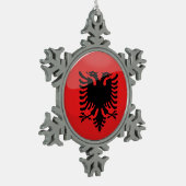 Glossy Round Albanian Flag Tin Sneeuwvlok Ornament (Links)
