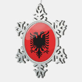 Glossy Round Albanian Flag Tin Sneeuwvlok Ornament (Rechts)